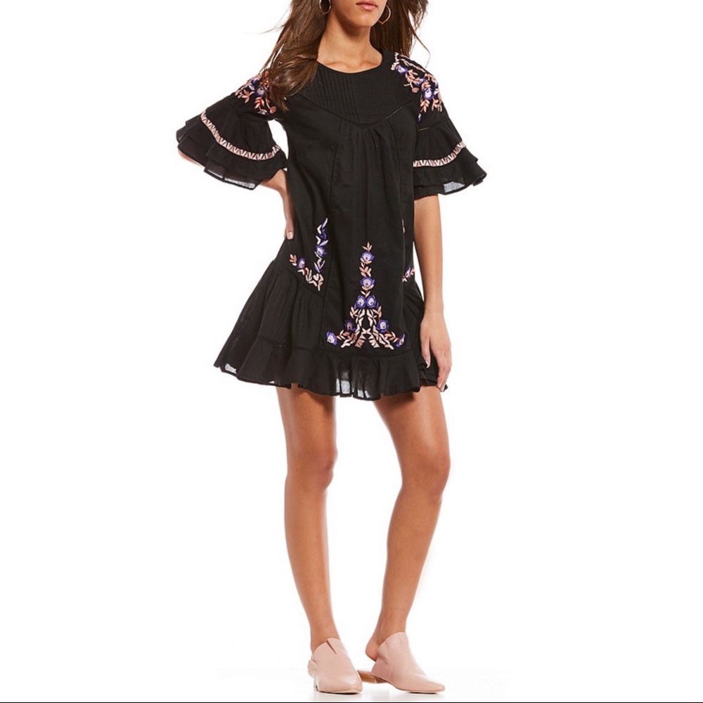 Free People Embroidered Ruffle Mini Dress - Picture 4 of 7